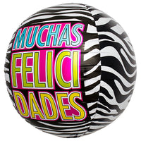 Northstar 17 inch SPHERE - FELICIDADES ZEBRA Foil Balloon 00929-01-N-P