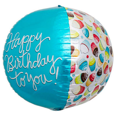 Northstar 17 inch SPHERE - HAPPY BIRTHDAY CUPCAKE Foil Balloon 01016-01-N-P