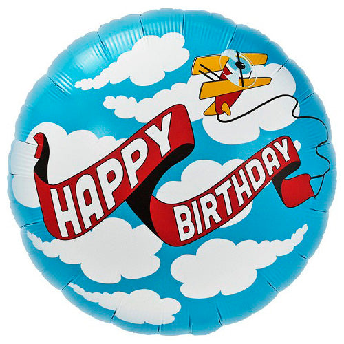 Northstar 18 inch BIRTHDAY PLANE BANNER Foil Balloon 00345-345-N-P