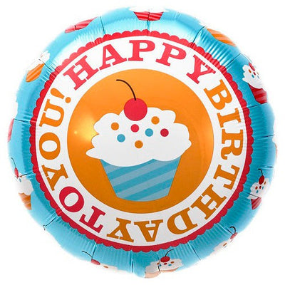 Northstar 18 inch HAPPY BIRTHDAY CHERRY CUPCAKE Foil Balloon 00377-377-N-P