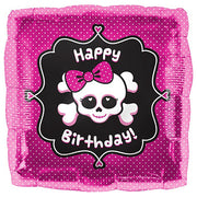 Northstar 18 inch HAPPY BIRTHDAY GIRLY SKULL Foil Balloon 00930-01-N-P