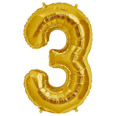 Northstar 34 inch NUMBER 3 - NORTHSTAR - GOLD Foil Balloon 00107-107-N-P