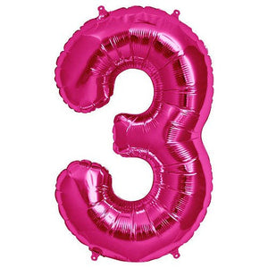 Northstar 34 inch NUMBER 3 - NORTHSTAR - MAGENTA Foil Balloon 00137-137-N-P