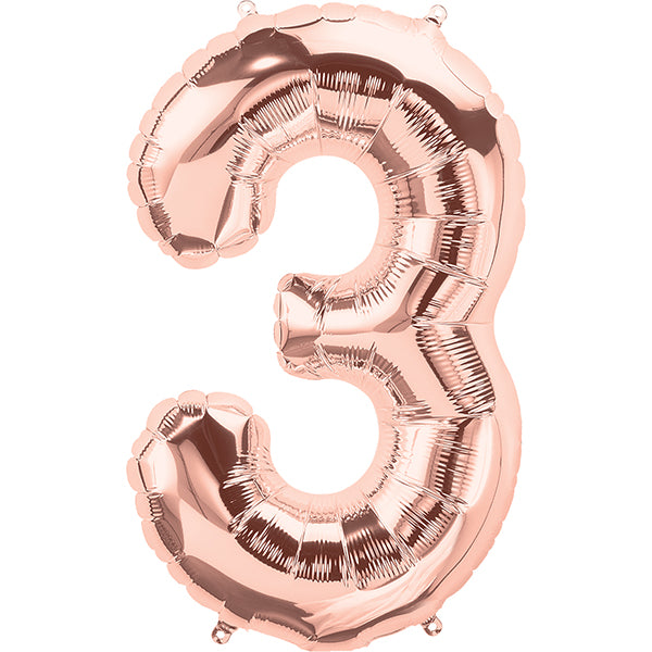 Northstar 34 inch NUMBER 3 - NORTHSTAR - ROSE GOLD Foil Balloon 01458-01-N-P