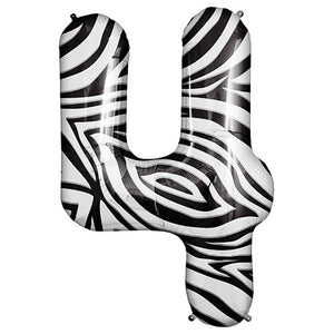 Northstar 34 inch NUMBER 4 - NORTHSTAR - ZEBRA Foil Balloon 00870-01-N-P