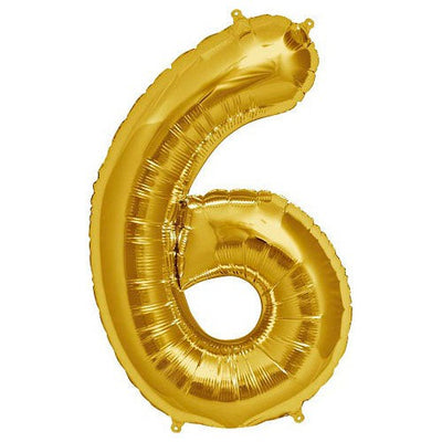 Northstar 34 inch NUMBER 6 - NORTHSTAR - GOLD Foil Balloon 00110-110-N-P