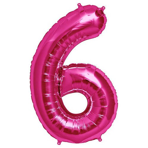 Northstar 34 inch NUMBER 6 - NORTHSTAR - MAGENTA Foil Balloon 00140-140-N-P