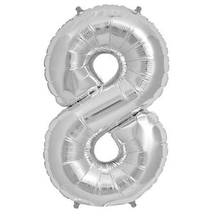 Northstar 34 inch NUMBER 8 - NORTHSTAR - SILVER Foil Balloon 00102-102-N-P