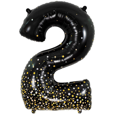 Oaktree 34 inch NUMBER 2 - OAKTREE - SPARKLING FIZZ HOLOGRAPHIC BLACK Foil Balloon 606920-O-P