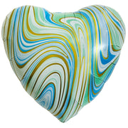 Party Brands 18 inch AGATE HEART - AQUA & GOLD Foil Balloon 10124-PB-U