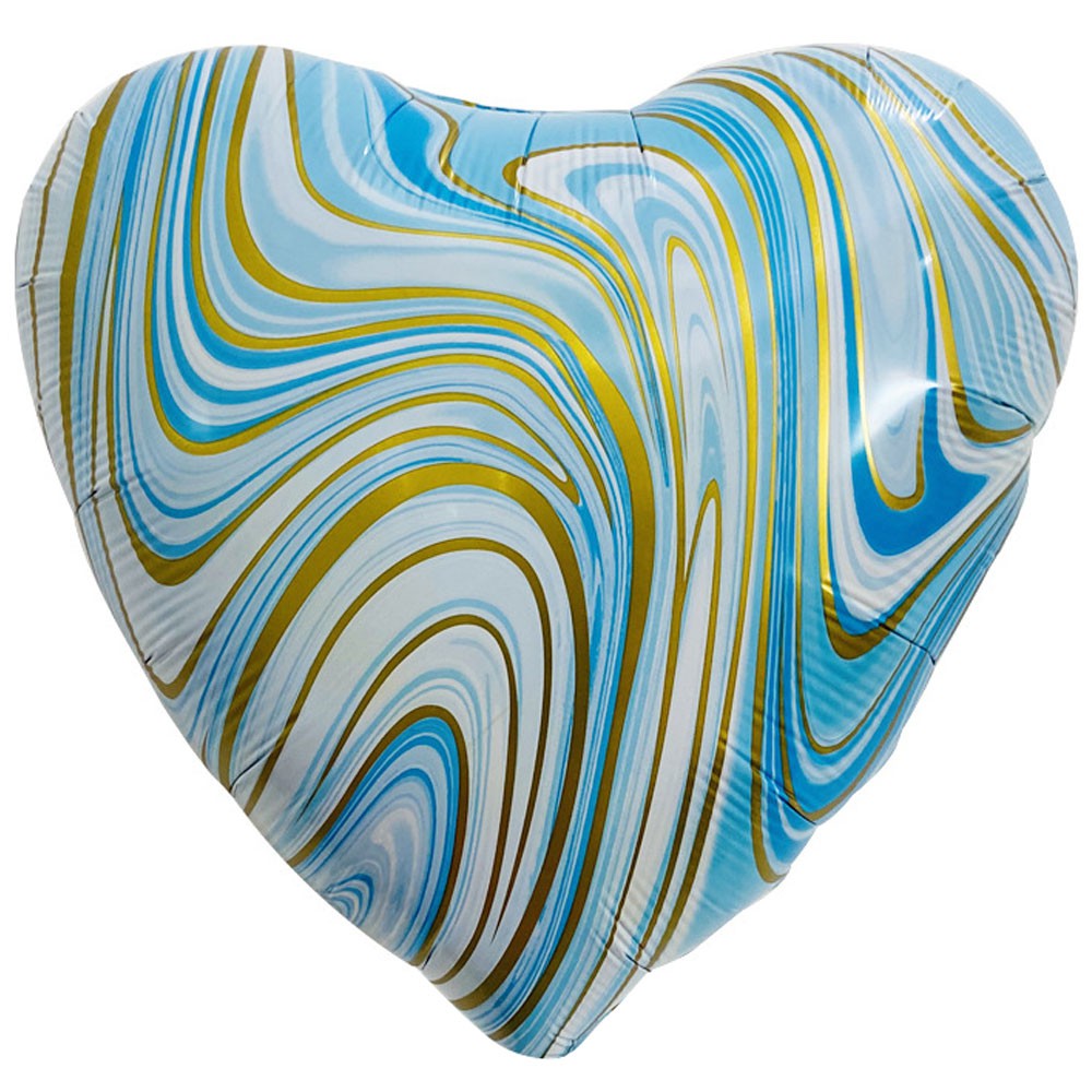 Party Brands 18 inch AGATE HEART - BLUE & GOLD Foil Balloon 10121-PB-U