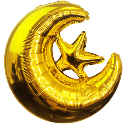 Party Brands 22 inch CRESCENT MOON & STAR - GOLD Foil Balloon 10219-PB-U