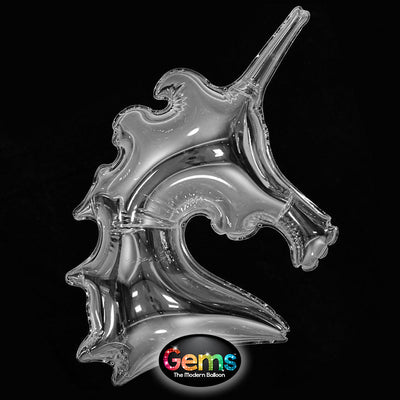 Party Brands 25 inch GEMS BALLOON - CLEAR UNICORN (AIR-FILLED ONLY) Plastic Balloon 10118-PB-P