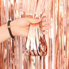 Party Brands 3ft X 6.5ft FOIL FRINGE CURTAIN - METALLIC ROSE GOLD Fringe Curtains 10140-PB