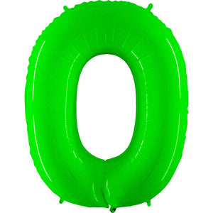 Party Brands 40 inch NUMBER 0 - LIME GREEN Foil Balloon 15878-G-U