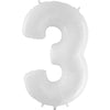 Party Brands 40 inch NUMBER 3 - WHITE Foil Balloon 16059-G-U