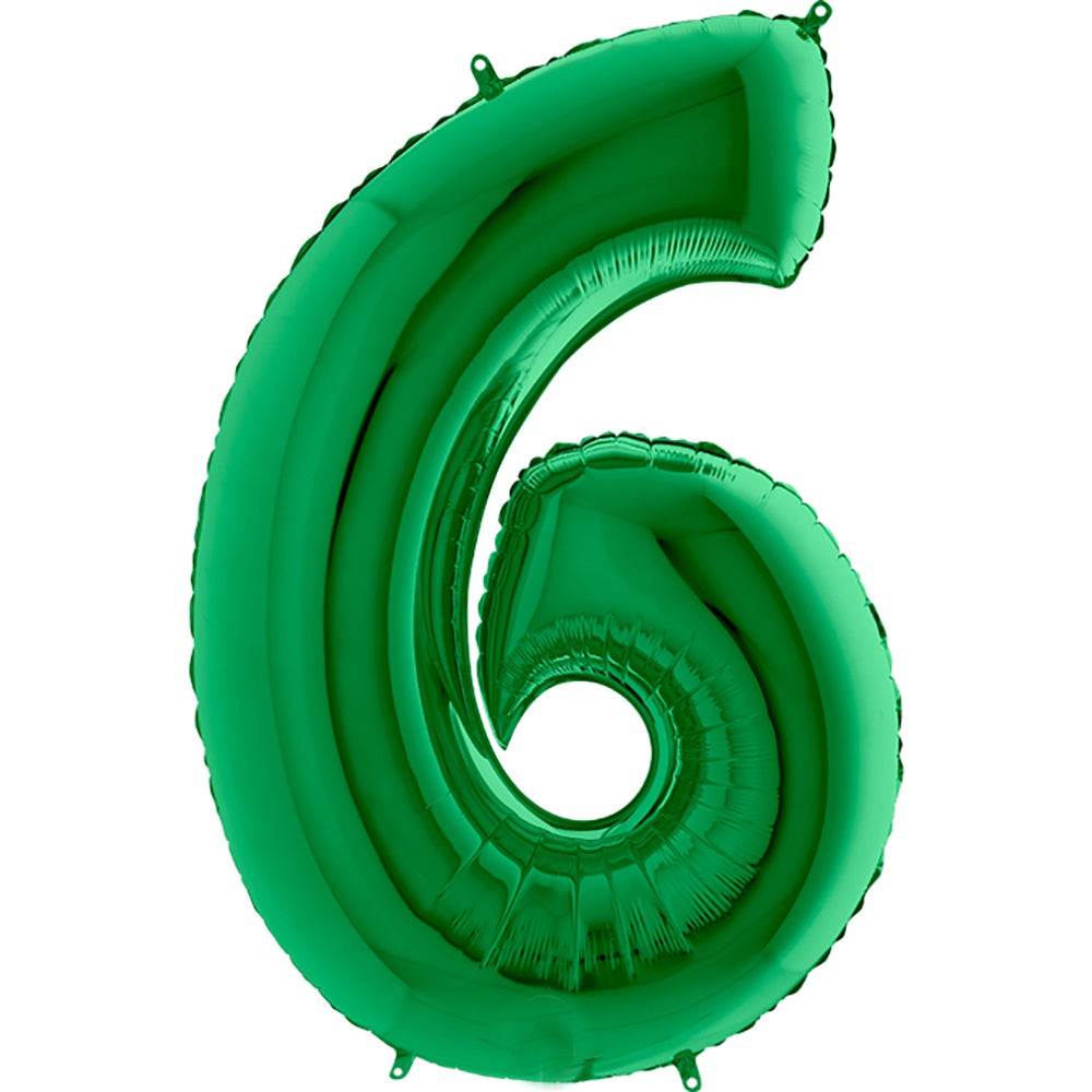 Party Brands 40 inch NUMBER 6 - METALLIC GREEN Foil Balloon 72079-G-U