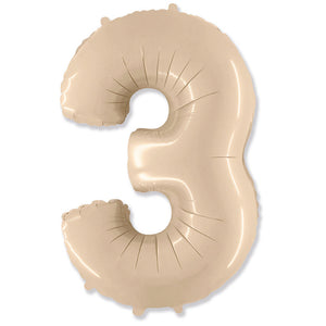 Party Brands 42 inch NUMBER 3 - PARTY BRANDS - SATIN CREAM Foil Balloon 315912-PB-U