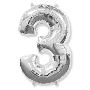 Party Brands 42 inch NUMBER 3 - SILVER Foil Balloon LAB365-FM