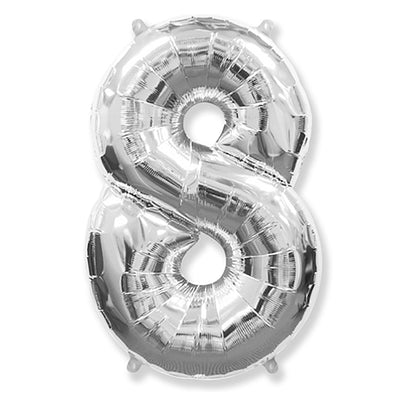 Party Brands 42 inch NUMBER 8 - SILVER Foil Balloon LAB370-FM