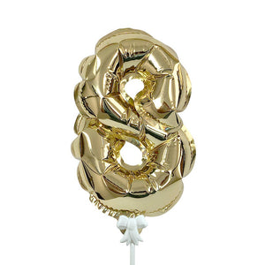 Party Brands 7 inch SELF-INFLATING NUMBER 8 - GOLD Foil Balloon 00878-PB-P