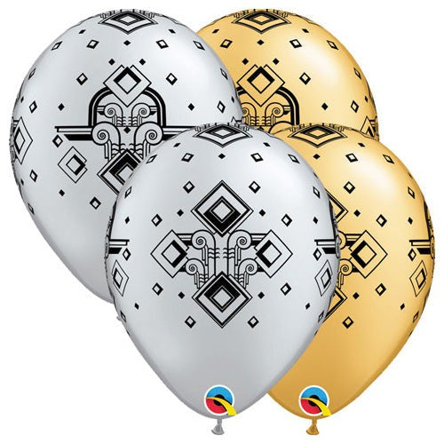 Qualatex 11 inch ART DECO PATTERN Latex Balloons 49694-Q