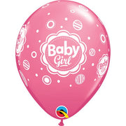 Qualatex 11 inch BABY GIRL DOTS (6 PK) Latex Balloons 49583-Q