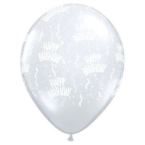 Qualatex 11 inch BIRTHDAY-A-ROUND - DIAMOND CLEAR Latex Balloons 37094-Q