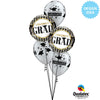 Qualatex 11 inch CONGRATULATIONS GRADUATE CAPS - SILVER & GOLD Latex Balloons