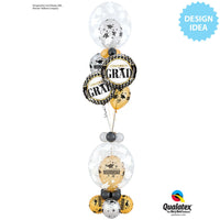 Qualatex 11 inch CONGRATULATIONS GRADUATE CAPS - SILVER & GOLD Latex Balloons