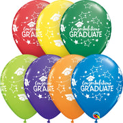 Qualatex 11 inch CONGRATULATIONS GRADUATE STARS Latex Balloons