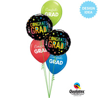 Qualatex 11 inch SIMPLY CONGRATS GRAD - CARNIVAL ASSORTMENT Latex Balloons