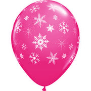 Qualatex 11 inch SNOWFLAKES-A-ROUND - WILD BERRY (6 PK) Latex Balloons 10078-PB