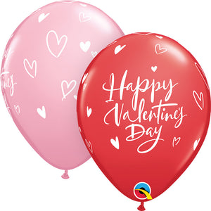 Qualatex 11 inch VALENTINE'S DAY CASUAL SCRIPT Latex Balloons 18312-Q