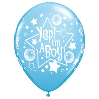 Qualatex 11 inch YEP! I'M A BOY Latex Balloons 11759-Q