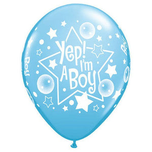 Qualatex 11 inch YEP! I'M A BOY Latex Balloons 11759-Q