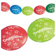 Qualatex 12 inch PARTY BANNER - CONGRATULATIONS (10 PK) Latex Balloons 11191-PP