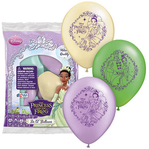 Qualatex 12 inch PRINCESS TIANA AND THE FROG (6 PK) Latex Balloons 23216-PP