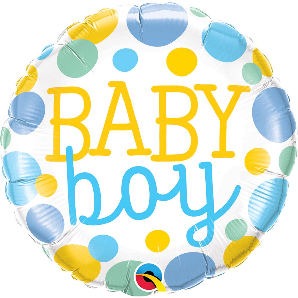 Qualatex 18 inch BABY BOY DOTS BLUE Foil Balloon 55383-Q-U