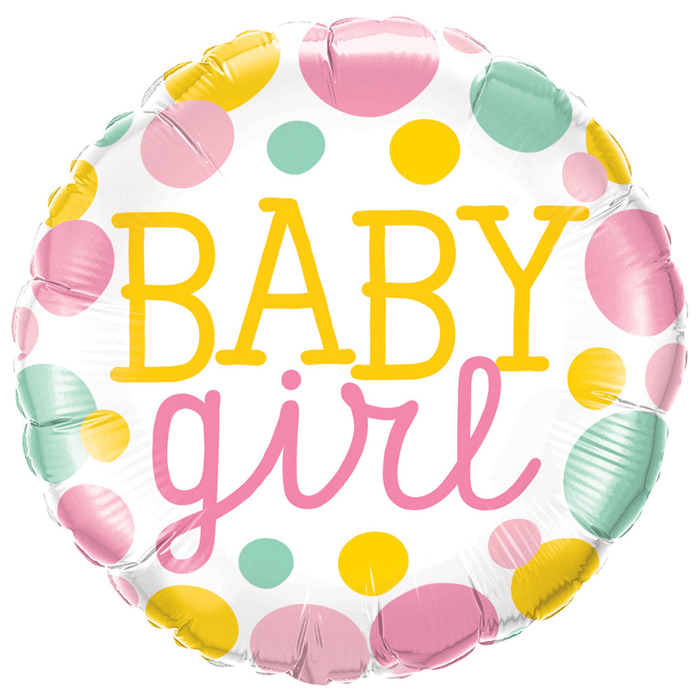 Qualatex 18 inch BABY GIRL DOTS Foil Balloon 55386-Q-U