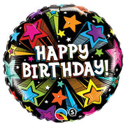 Qualatex 18 inch BIRTHDAY COLORFUL SHOOTING STARS Foil Balloon