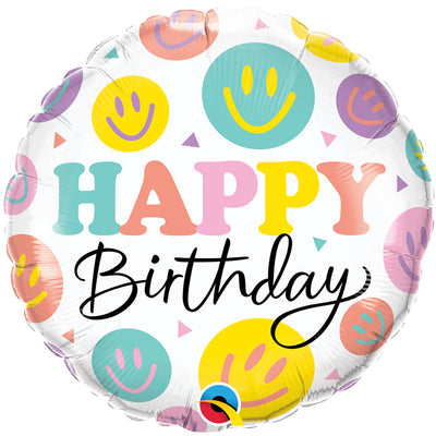 Qualatex 18 inch BIRTHDAY COLORFUL SMILES Foil Balloon 26599-Q-P