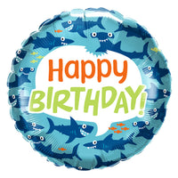 Qualatex 18 inch BIRTHDAY FUN SHARKS Foil Balloon 97378-Q-U