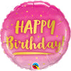 Qualatex 18 inch BIRTHDAY GOLD & PINK Foil Balloon 78670-Q-U