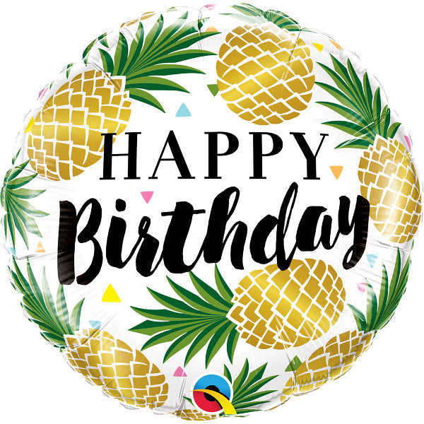 Qualatex 18 inch BIRTHDAY GOLDEN PINEAPPLE Foil Balloon