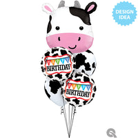 Qualatex 18 inch BIRTHDAY HOLSTEIN COW PATTERN Foil Balloon 26553-Q-P