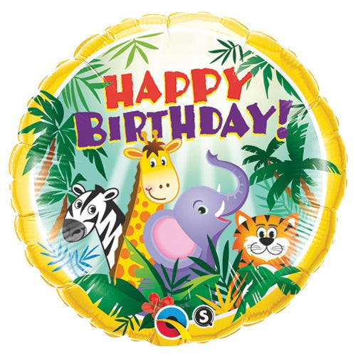 Qualatex 18 inch BIRTHDAY JUNGLE FRIENDS Foil Balloon