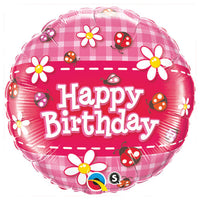 Qualatex 18 inch BIRTHDAY LADYBUGS & DAISIES Foil Balloon