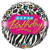 Qualatex 18 inch BIRTHDAY LEOPARD ZEBRA PATTERNS Foil Balloon 41629-Q-U