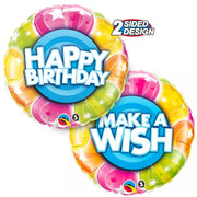 Qualatex 18 inch BIRTHDAY MAKE A WISH STARS Foil Balloon